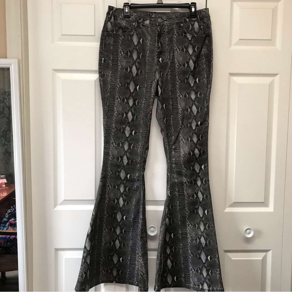 Snake Print Flare Jeans